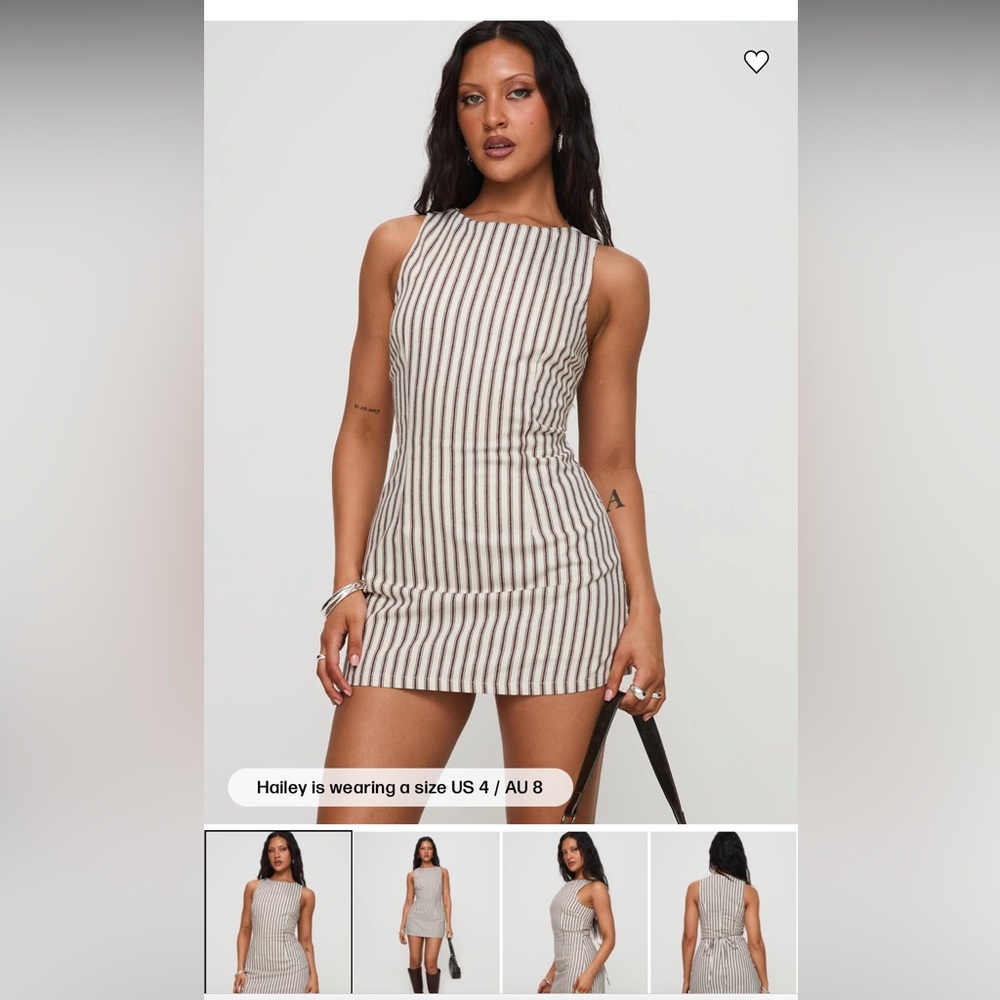 Princess Polly Cream and Black Striped Mini Dress